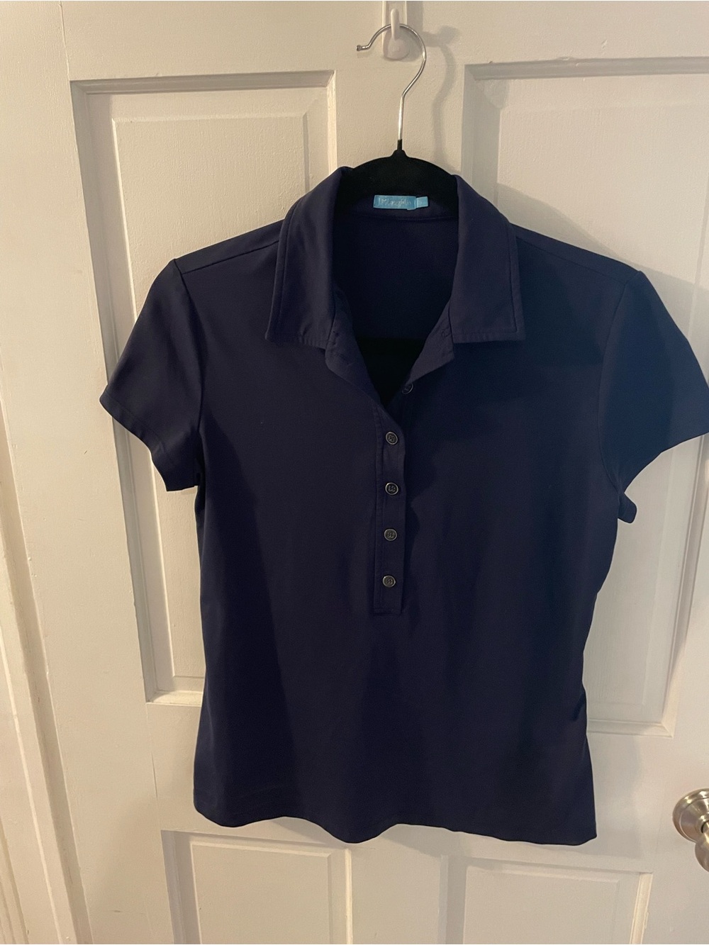 J. McLaughlin Navy Short-Sleeve Button Down Polo